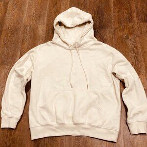 H&M Fleece Lined Warm Comfy Hoodie Hooded Sweatshirt Size S Cream